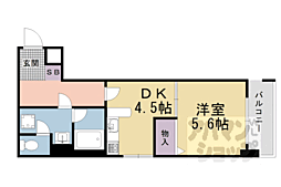京都市営烏丸線 丸太町駅 徒歩14分の賃貸マンション 3階1DKの間取り