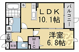 京都地下鉄東西線 二条城前駅 徒歩16分の賃貸マンション 1階1LDKの間取り