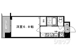 京都市営烏丸線 烏丸御池駅 徒歩9分の賃貸マンション 5階1Kの間取り