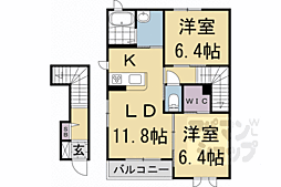 京福電気鉄道北野線 北野白梅町駅 徒歩9分の賃貸アパート 2階2LDKの間取り
