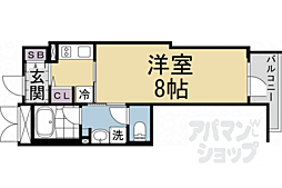 京阪本線 出町柳駅 徒歩18分の賃貸マンション 2階1Kの間取り