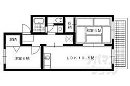 叡山電鉄鞍馬線 岩倉駅 徒歩17分の賃貸アパート 1階2LDKの間取り