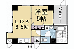 京都地下鉄東西線 二条城前駅 徒歩11分の賃貸マンション 6階1LDKの間取り