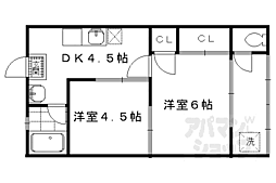 叡山電鉄叡山本線 三宅八幡駅 徒歩1分の賃貸アパート 1階2DKの間取り