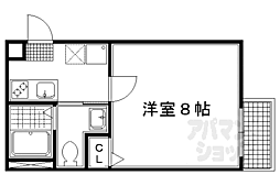 京都市営烏丸線 丸太町駅 徒歩15分の賃貸マンション 1階1Kの間取り