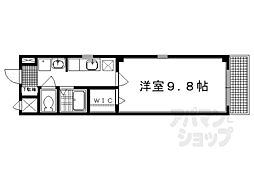 叡山電鉄鞍馬線 木野駅 徒歩4分の賃貸マンション 2階1Kの間取り