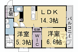 HABITER御所西 2LDKの間取図画像