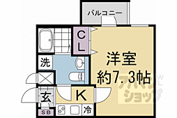 D.Clarest CREST TAPP 二条 1Kの間取図画像