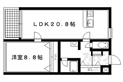 花の木 1LDKの間取図画像