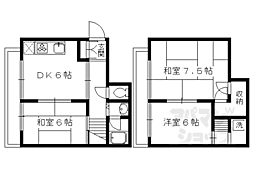 シャルマン衣笠金閣寺ハイツ 3DKの間取図画像