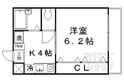 イレート壱番館 1Kの間取図画像
