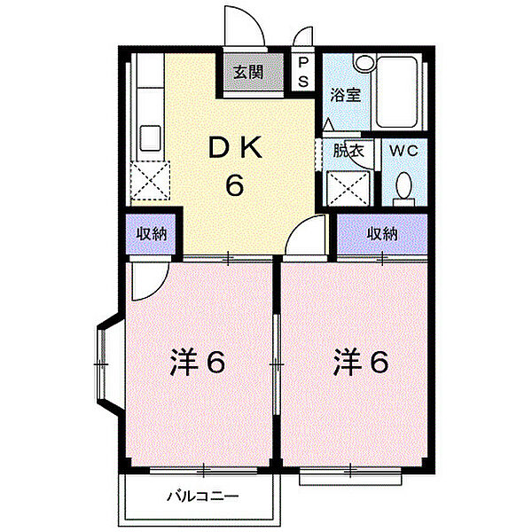 エルディムミノワＢ棟 203｜栃木県宇都宮市東簗瀬1丁目(賃貸アパート2DK・2階・39.73㎡)の写真 その2