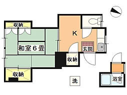 石田アパート 1Kの間取図画像
