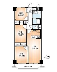 藤和九条コープ 3LDKの間取図画像
