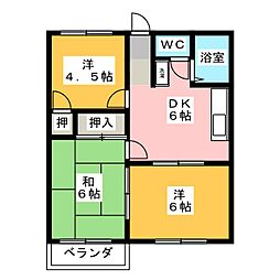 シティーハイムコモリ 3DKの間取図画像