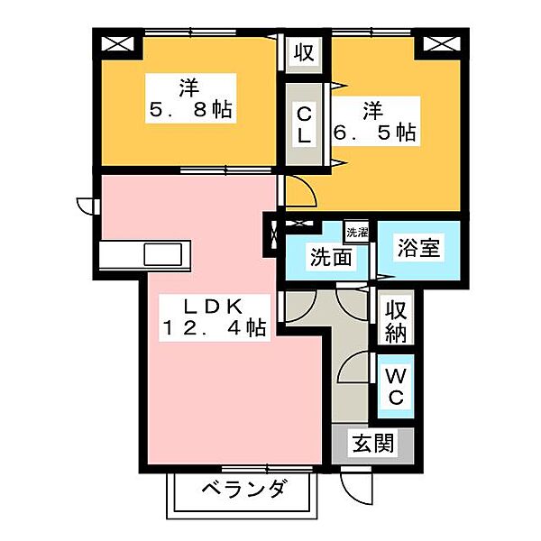 レジデンスウエストリバー ｜三重県津市一身田町(賃貸アパート2LDK・1階・56.83㎡)の写真 その2