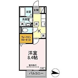 ブランドール 1階1Kの間取り