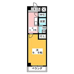 セントラルコート 1Kの間取図画像