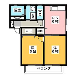 サウスアベニュー・エヌD 2DKの間取図画像