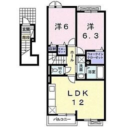 アウローラ 2階2LDKの間取り