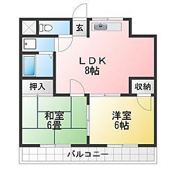アーバンセゾン 2DKの間取図画像