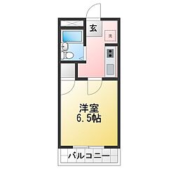 リバティハイツ 1Kの間取図画像