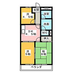 ペアーハイツB 3Kの間取図画像