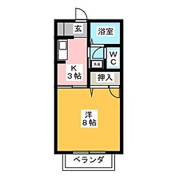 メゾンタイガ 1Kの間取図画像