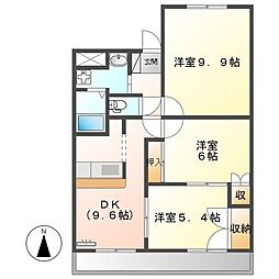 リバティコート 3DKの間取図画像