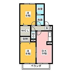 ル・モンド・グランデB 2DKの間取図画像