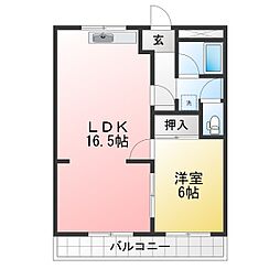 テピカル・イブ 1LDKの間取図画像