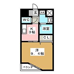 ルラシオン江戸橋 1Kの間取図画像