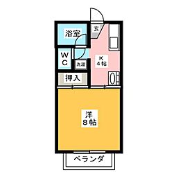 栗真ハイマートエクセルA 1Kの間取図画像