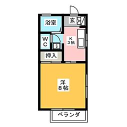 コーポマウントスリー 1Kの間取図画像