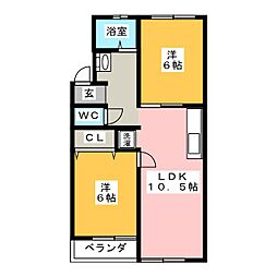 ヒルズ観音寺ウエスト 2LDKの間取図画像