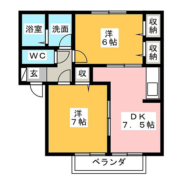 プレミール　ボヌールＦ ｜三重県津市河芸町上野(賃貸アパート2DK・2階・48.02㎡)の写真 その2