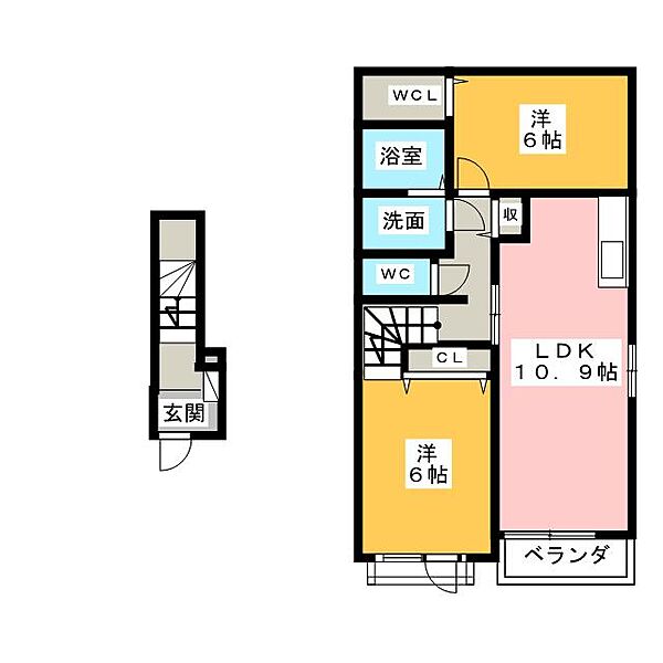 エスポワール・Ｅ ｜三重県鈴鹿市長太栄町３丁目(賃貸アパート2LDK・2階・57.19㎡)の写真 その2