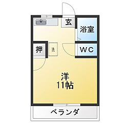 ハイムパシフィックB ワンルームの間取図画像