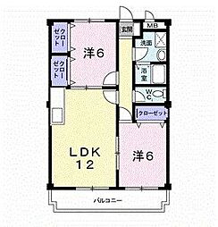 パレスピュア2 2LDKの間取図画像