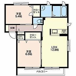 ウィステリアＡ棟 2階2LDKの間取り