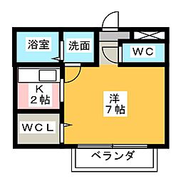 サンボナール 1Kの間取図画像