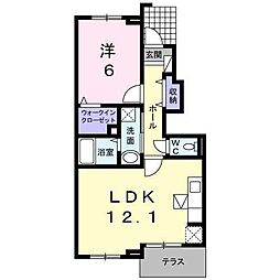 ピュアシス若松 1LDKの間取図画像