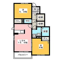 レクイアーレ72D 2LDKの間取図画像