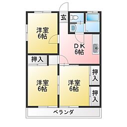 コーポ山形 3DKの間取図画像