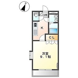 ウオッカ 1Kの間取図画像