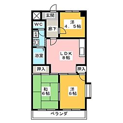 スカイハイツ瀬古 3LDKの間取図画像