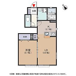 サンガーデン江島B 1LDKの間取図画像