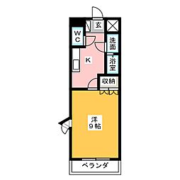サンライズガル 1Kの間取図画像