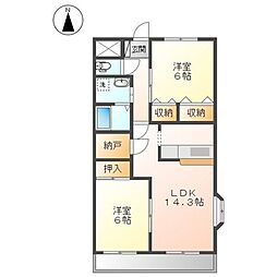 カーサ・ファミリア 2SLDKの間取図画像