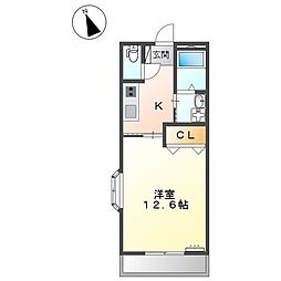 ビアンヒルズ 1Kの間取図画像